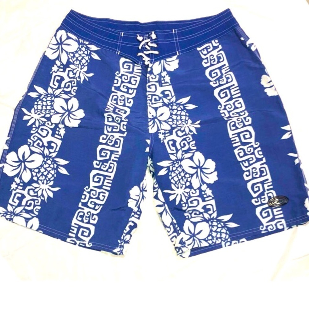 OP Blue and White Tropical design board shorts Size 36
